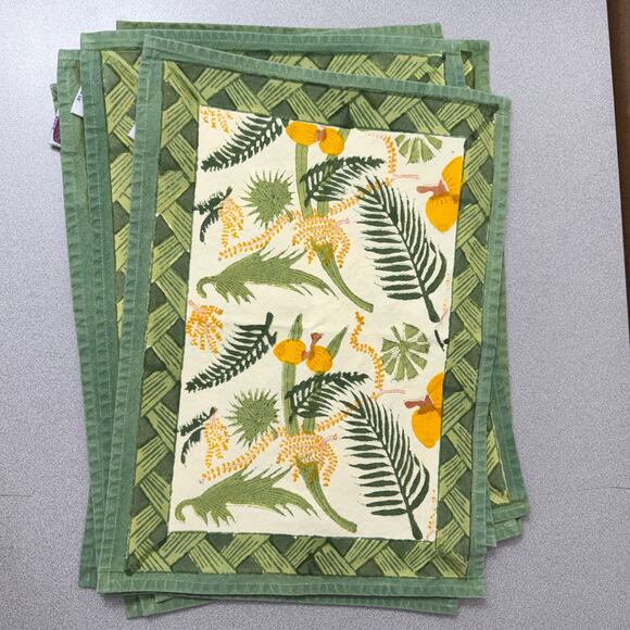 Couleur Nature Placemats Set of 9 Green Yellow Floral Flowers Botanical Paris - Picture 11 of 11